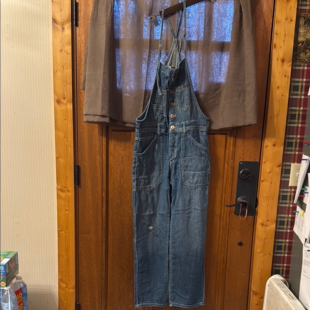 Anthropologie Blue Denim Overalls Relaxed Fit